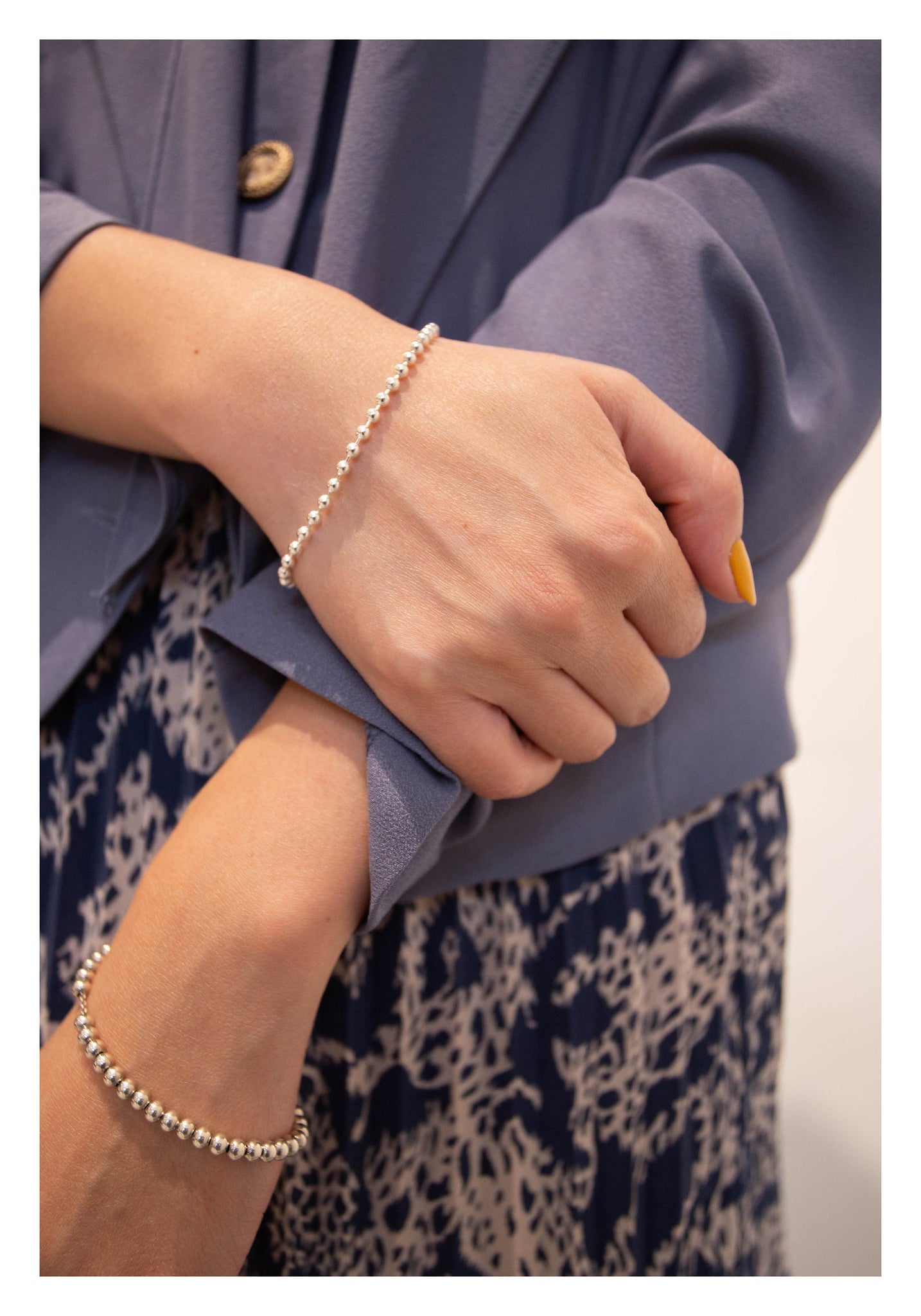 925 Silver Bar And Mini Beads Bracelet - whoami