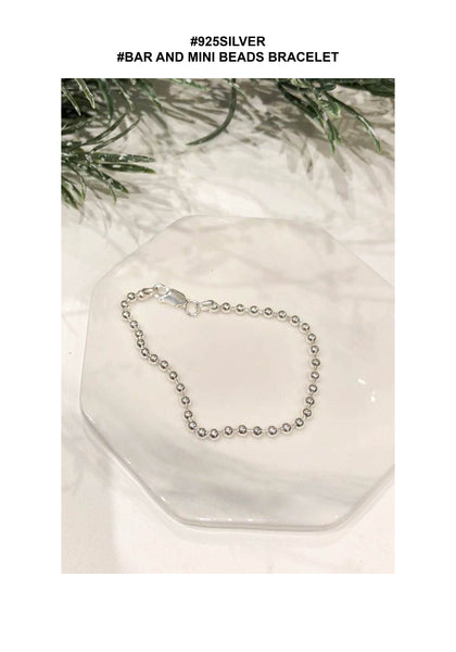 925 Silver Bar And Mini Beads Bracelet - whoami