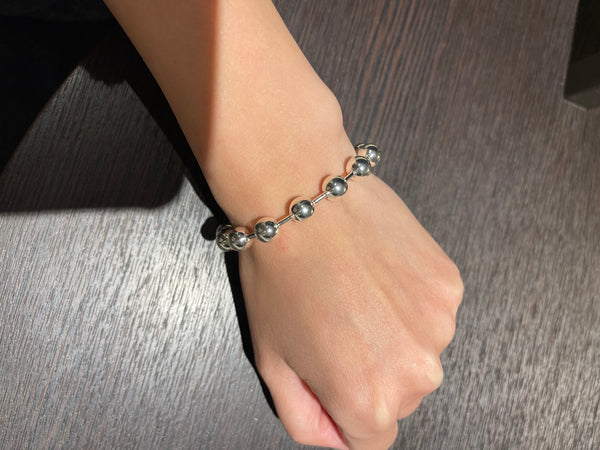 925 Silver Delicate 8mm Bead And Bar Bracelet