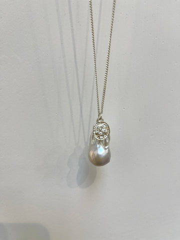 925 Silver Medal and Baroque Pearl Necklace