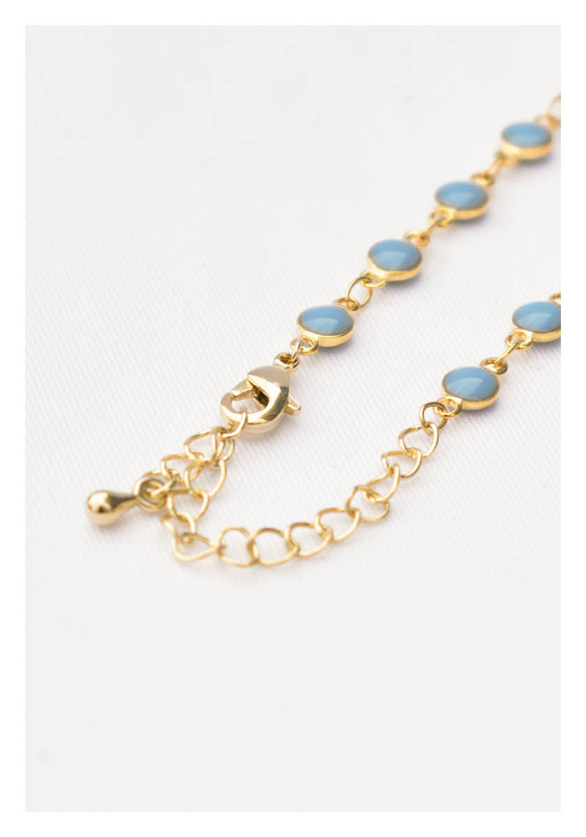 Circular Beads Chain Necklace Blue - whoami