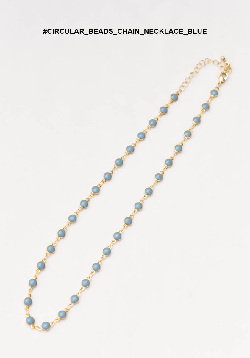 Circular Beads Chain Necklace Blue - whoami