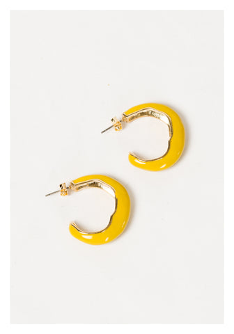 Colour Coated Half Hoop Earrings Yellow - whoami