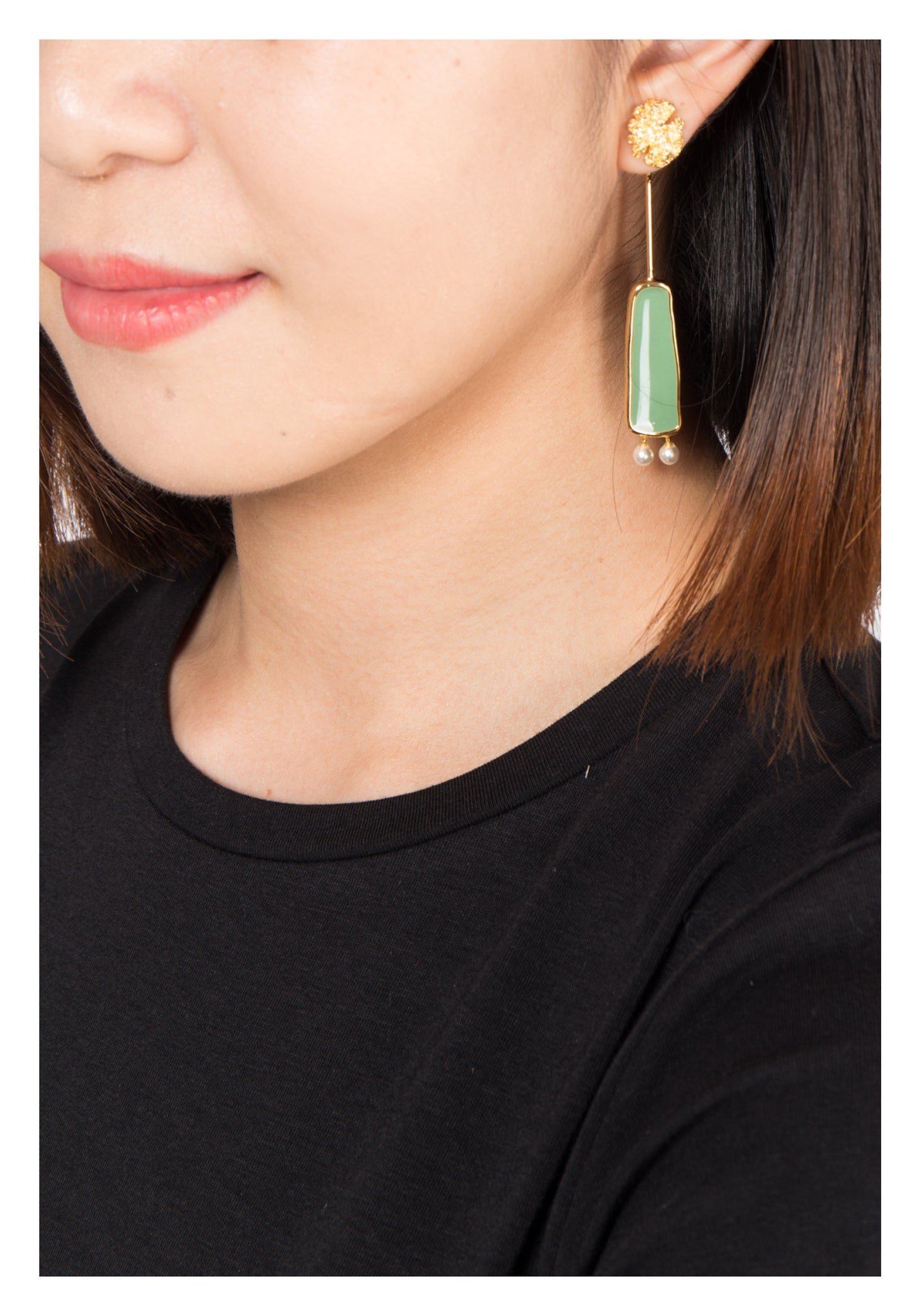 Colour Bar And Pearl Earrings Green - whoami