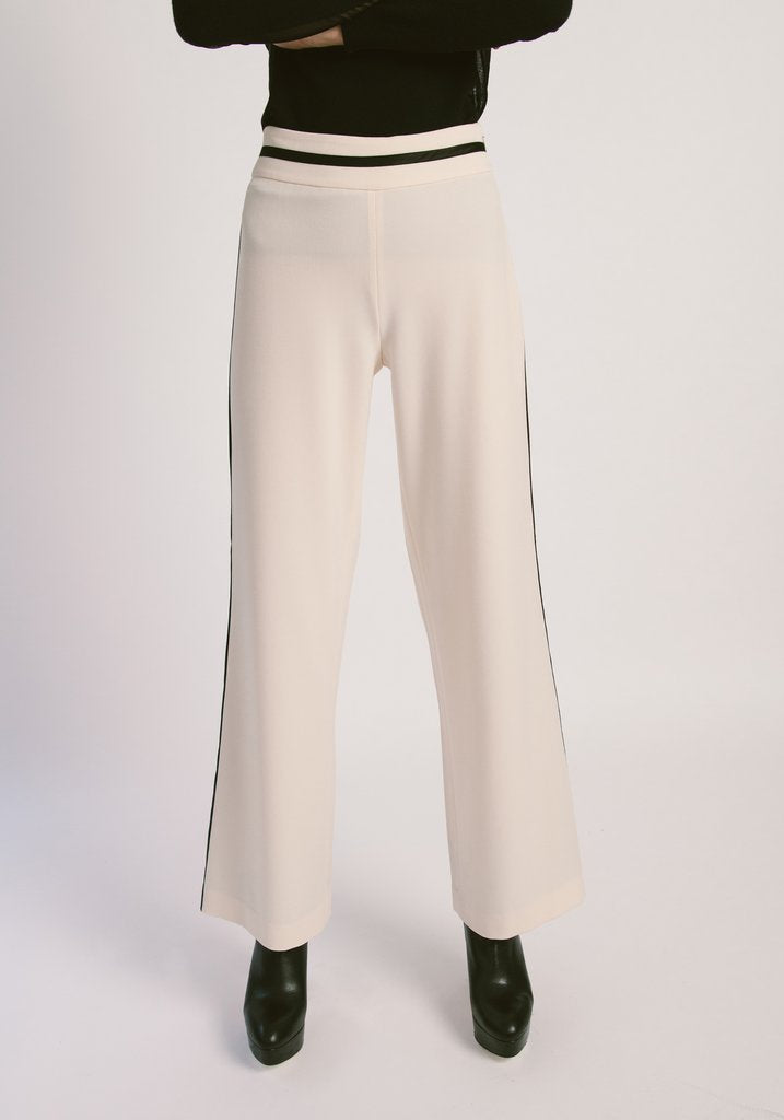 Contrast Binding Wool Pants Ivory - whoami