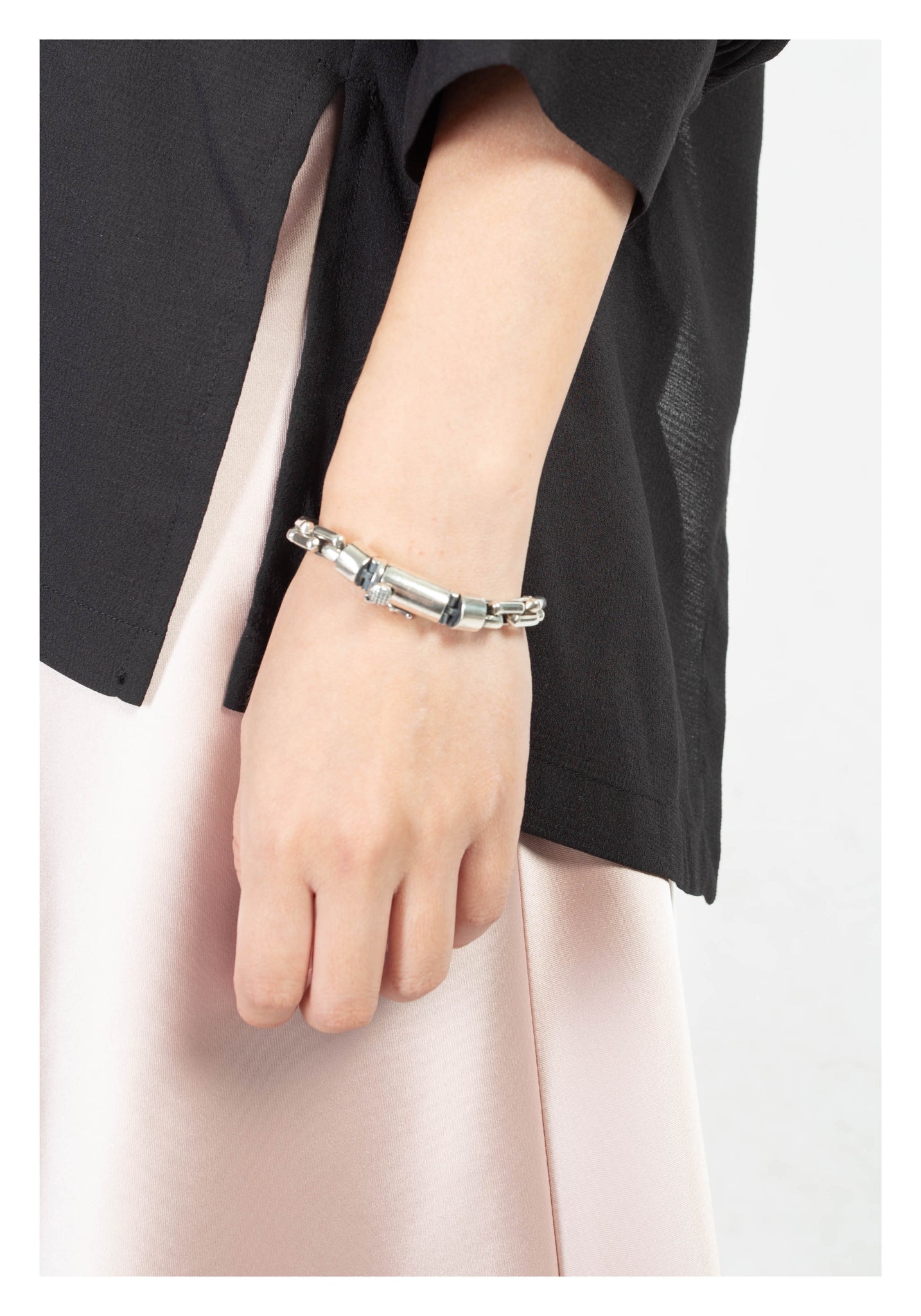 925 Silver Delicate Buckle Thick Rectangular Chain Bracelet