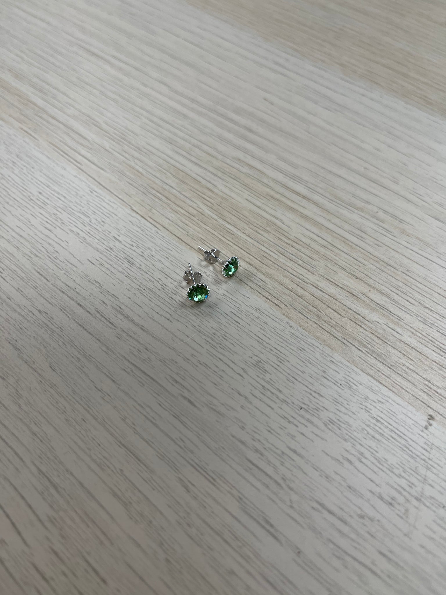 925 Silver Crystal Bead Earrings Light Green