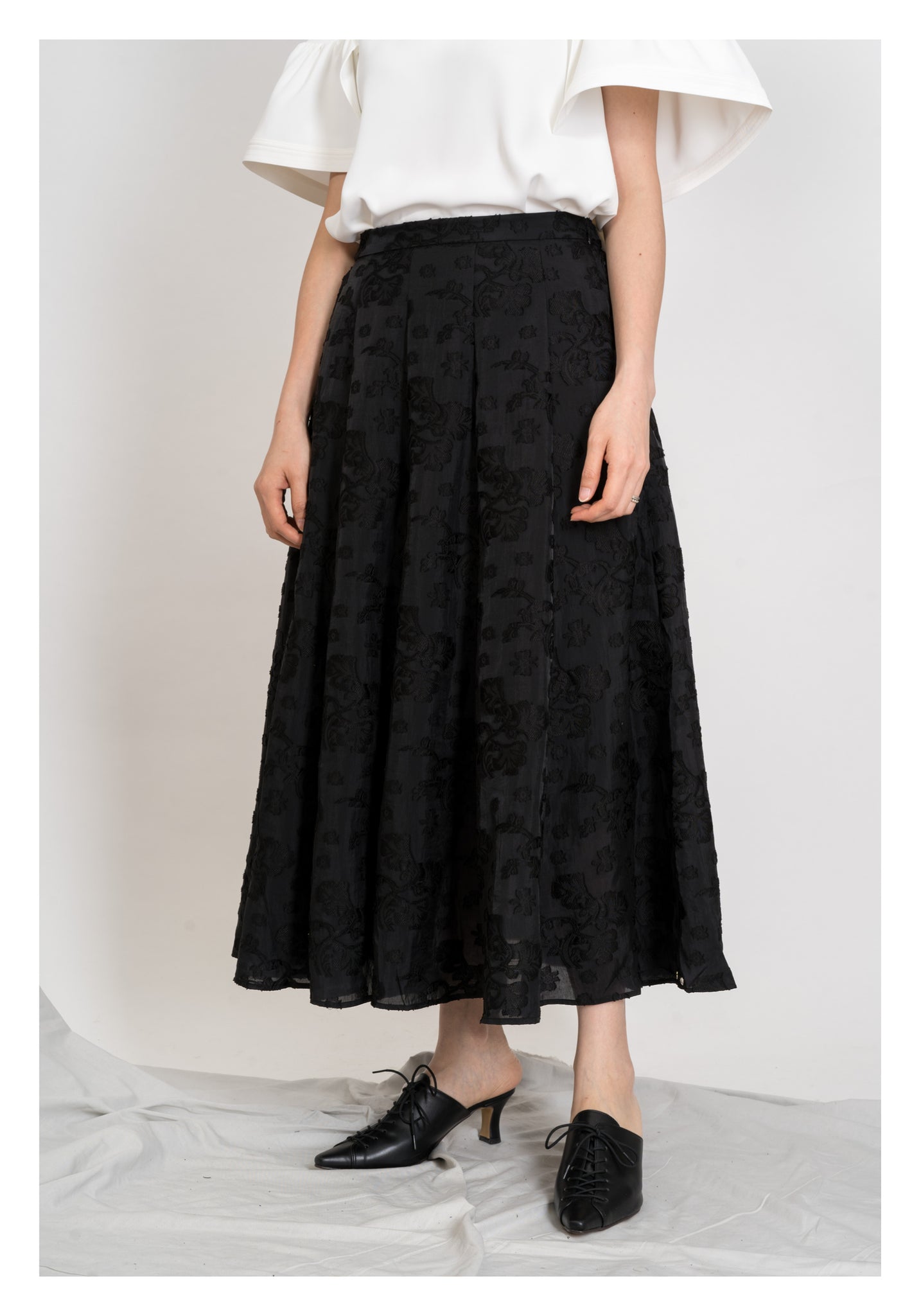 Emma Floral Patched Skirt Black - whoami