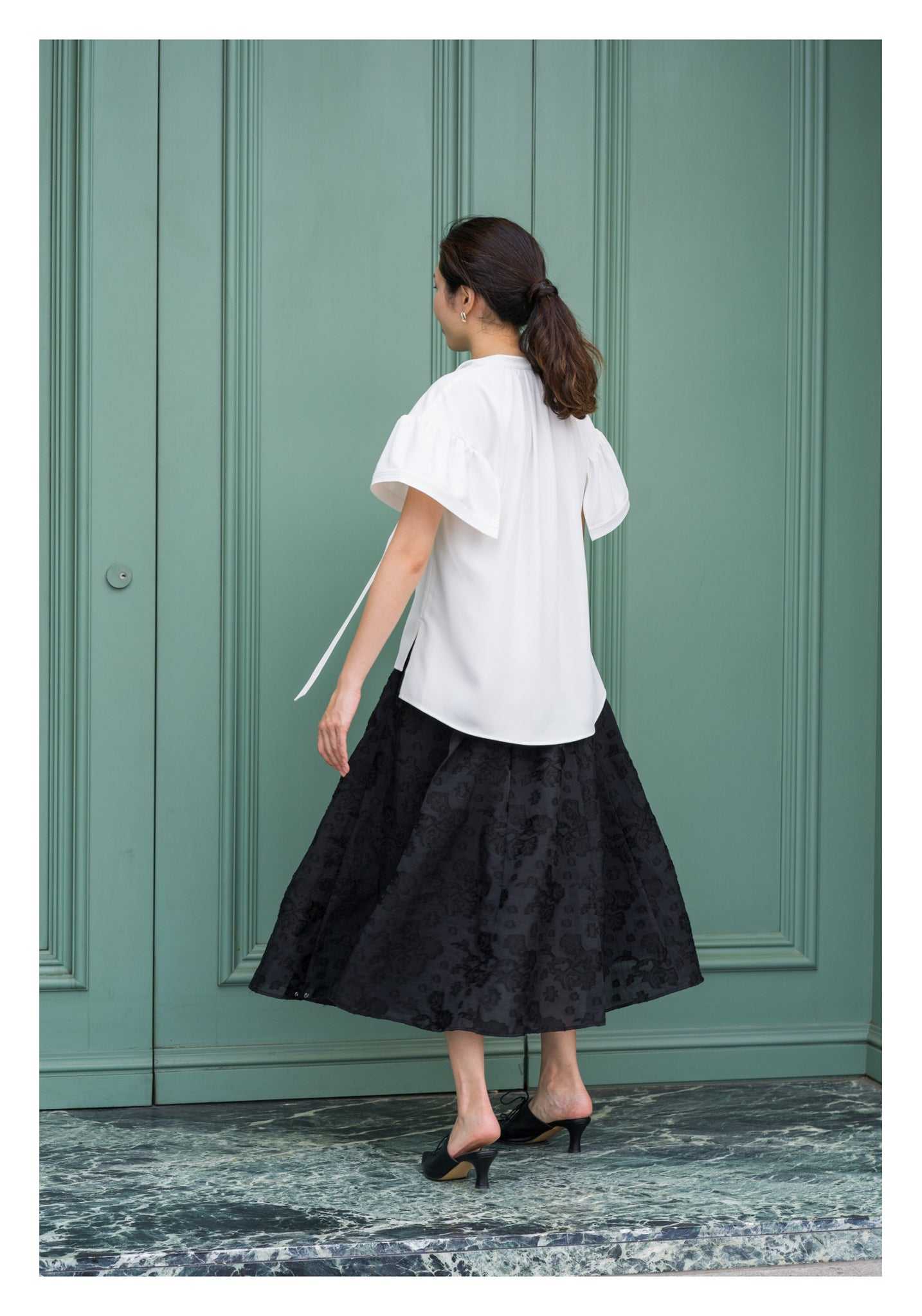 Emma Floral Patched Skirt Black - whoami