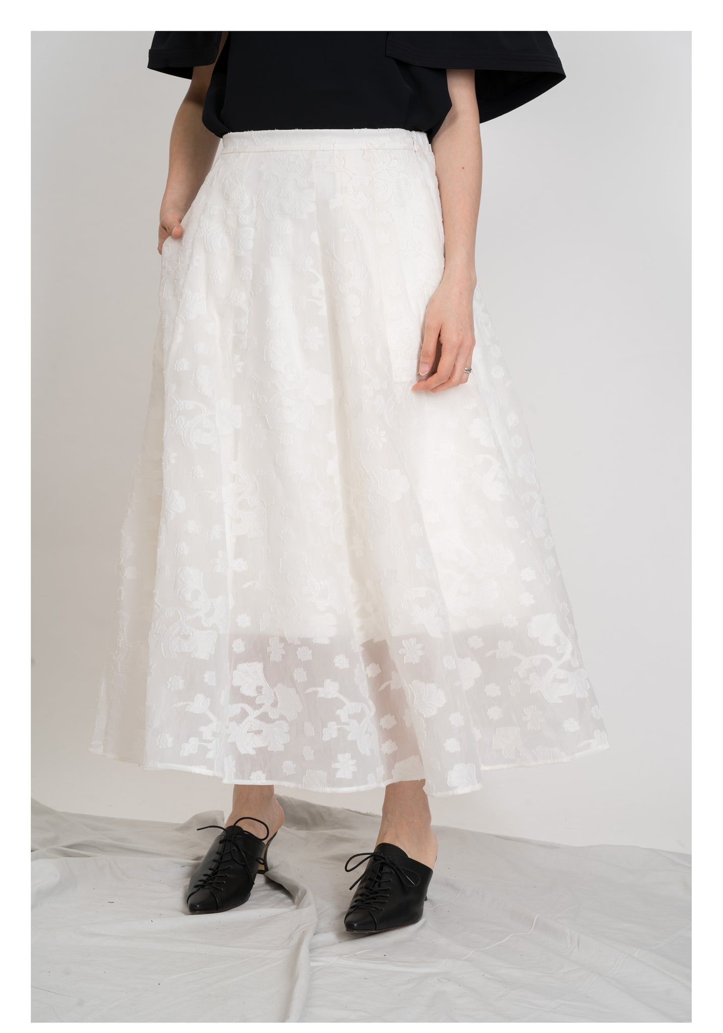 Emma Floral Patched Skirt White - whoami