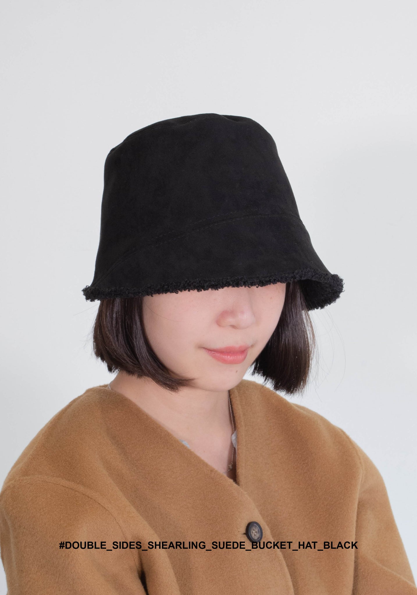 Double Sides Shearling Suede Buckle Hat Black - whoami