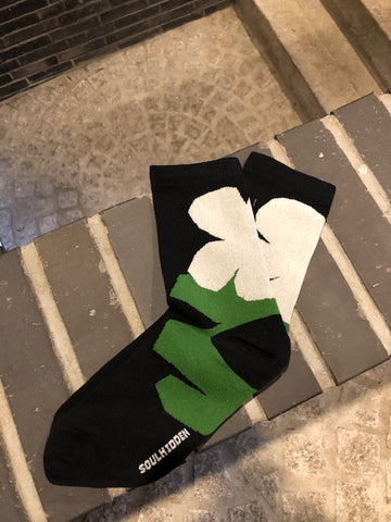 Back Flower Socks Navy - whoami