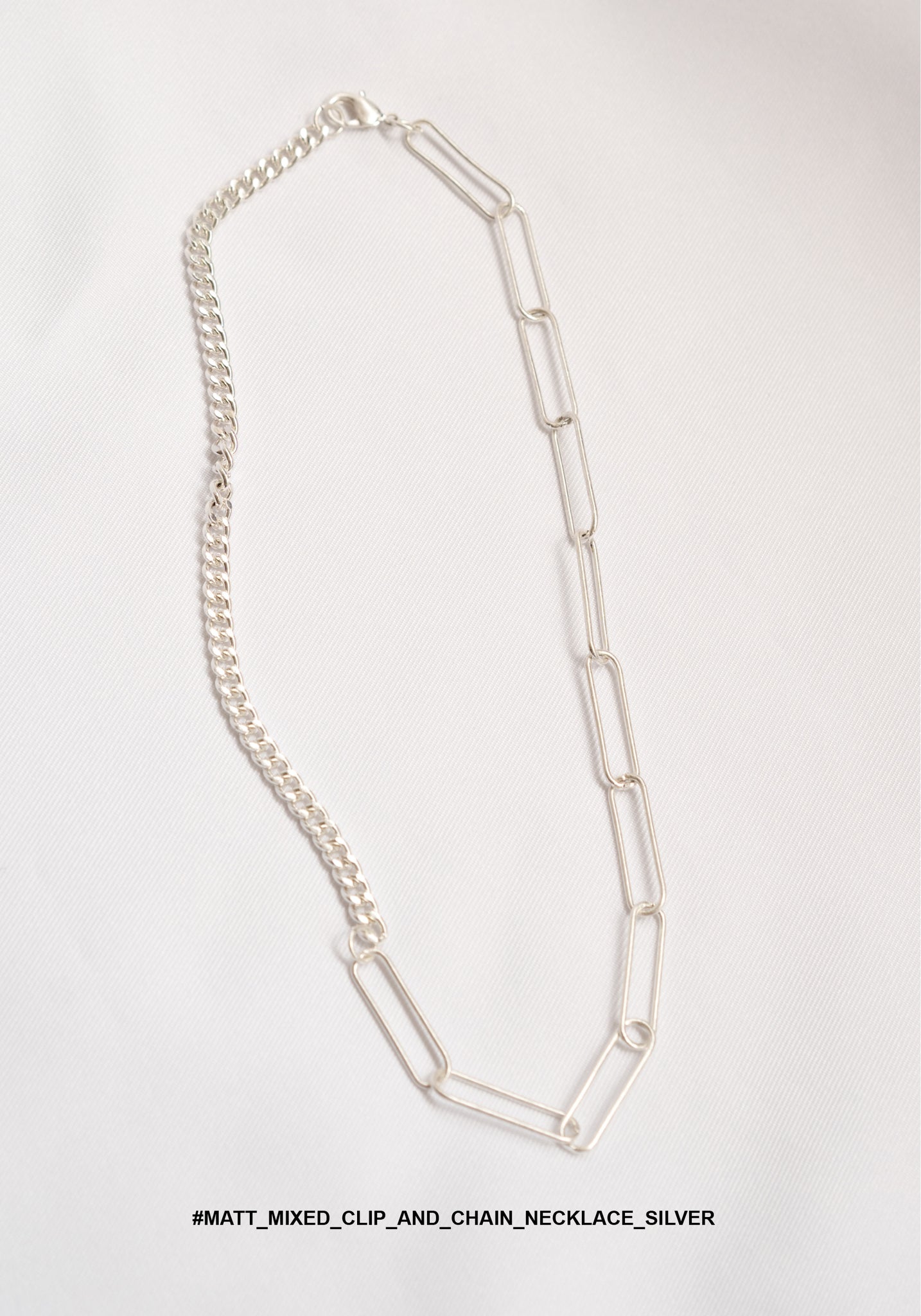 Matt Mixed Clip And Chain Necklace Silver - whoami
