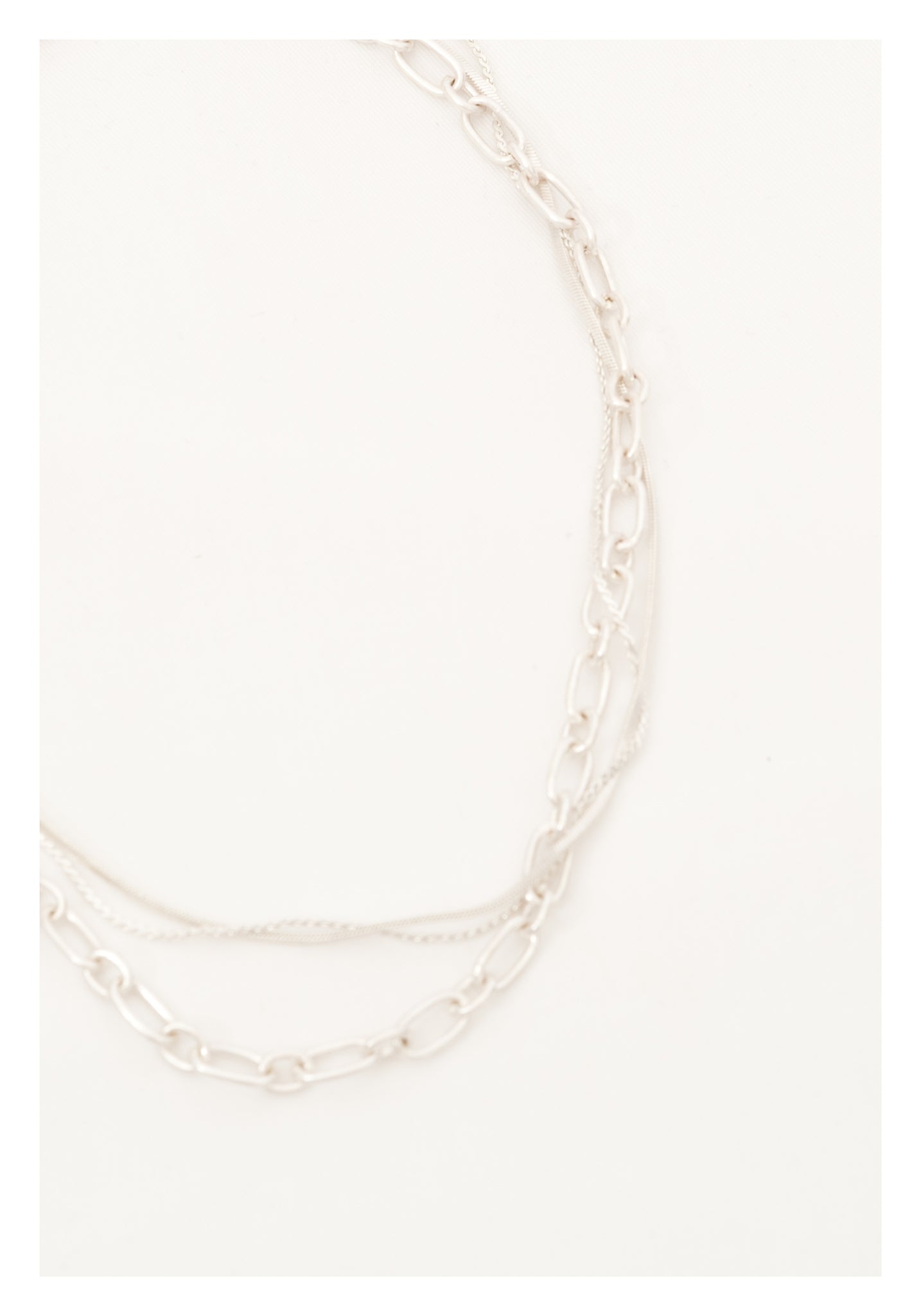 Mixed Chain Short Necklace Silver - whoami