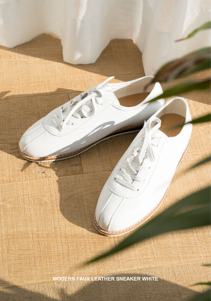 Modern Faux Leather Sneaker White - whoami