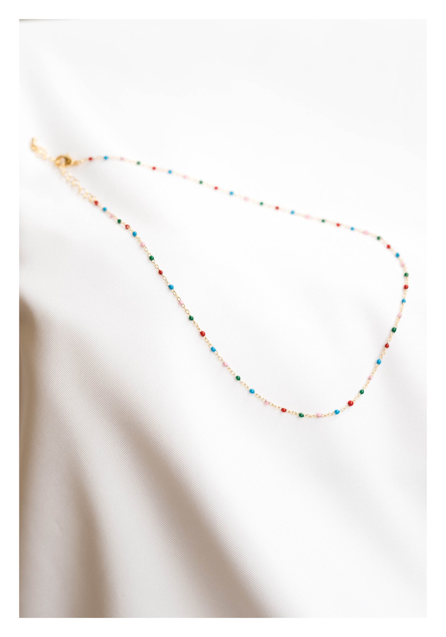 Mixed Colour Beads Necklace Gold - whoami