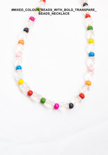 Mixed Colour Beads With Bold Transparent Beads Necklace - whoami