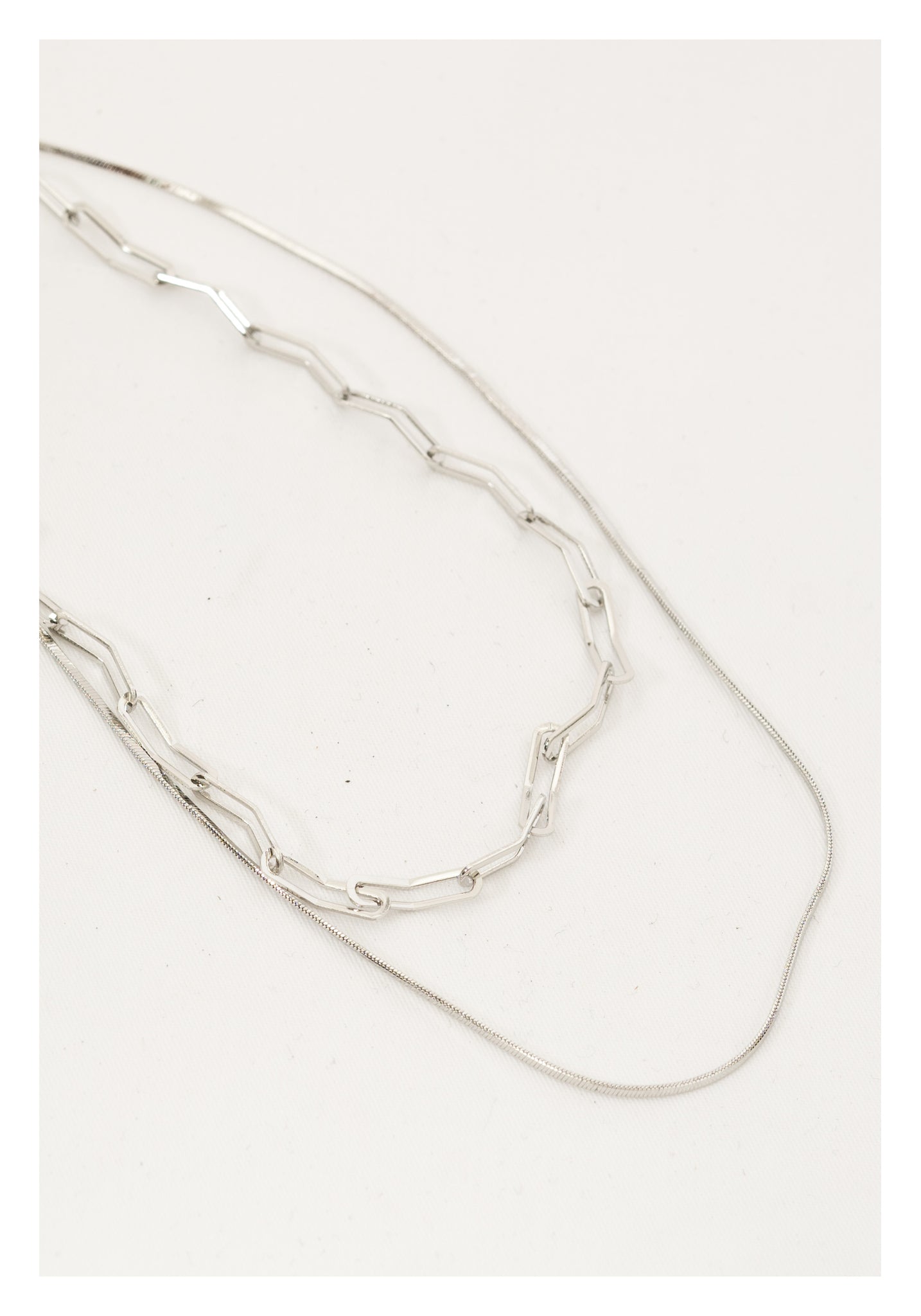 Mixed Curved Chain Necklace Silver - whoami