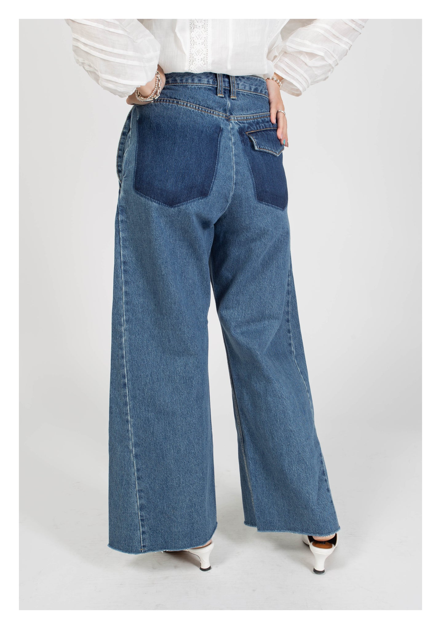 Nice Washed 3D Wide Leg Jeans