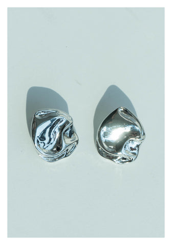 Organic Plate Earrings Silver - whoami