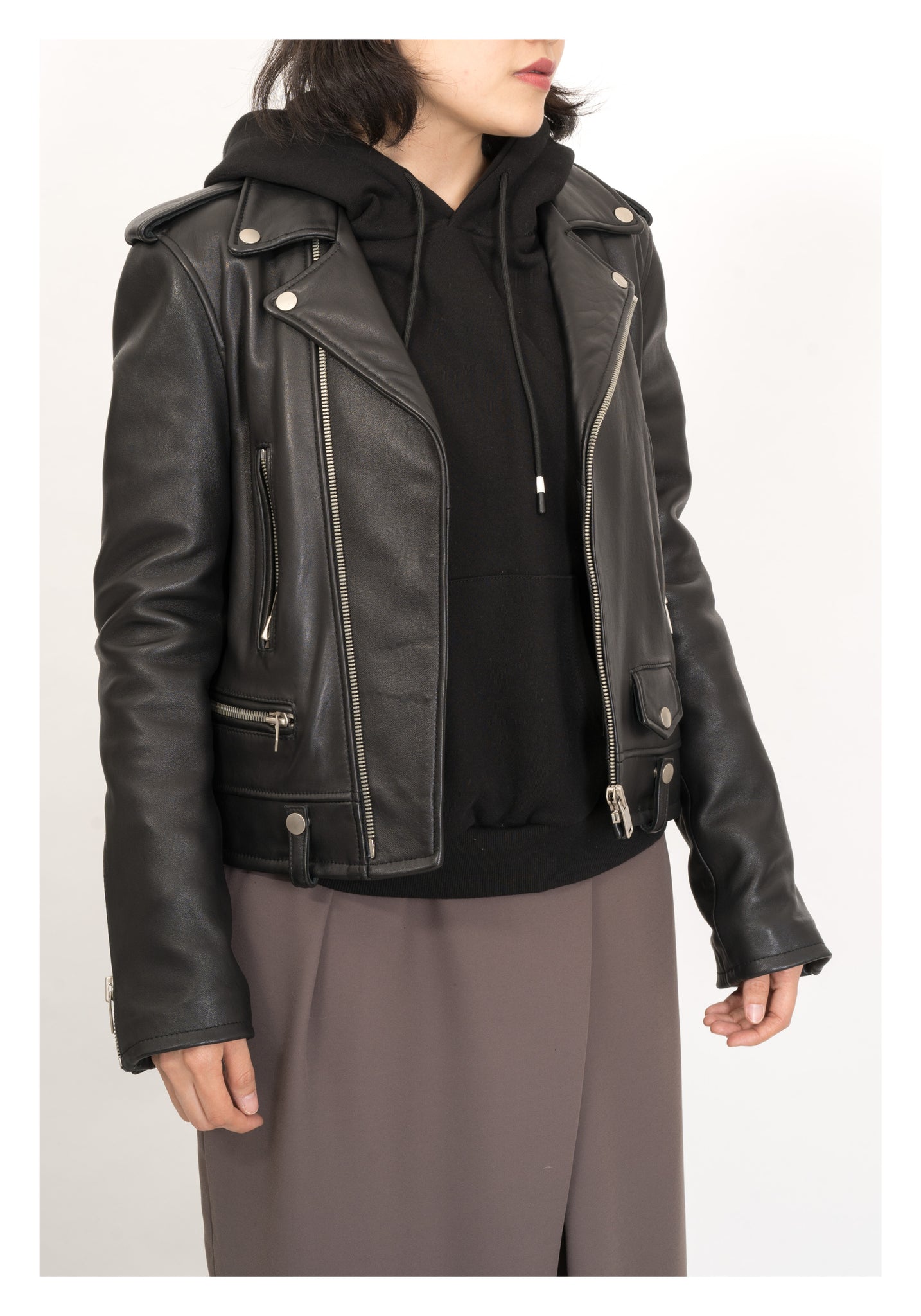 Premium Cropped Leather Jacket - whoami
