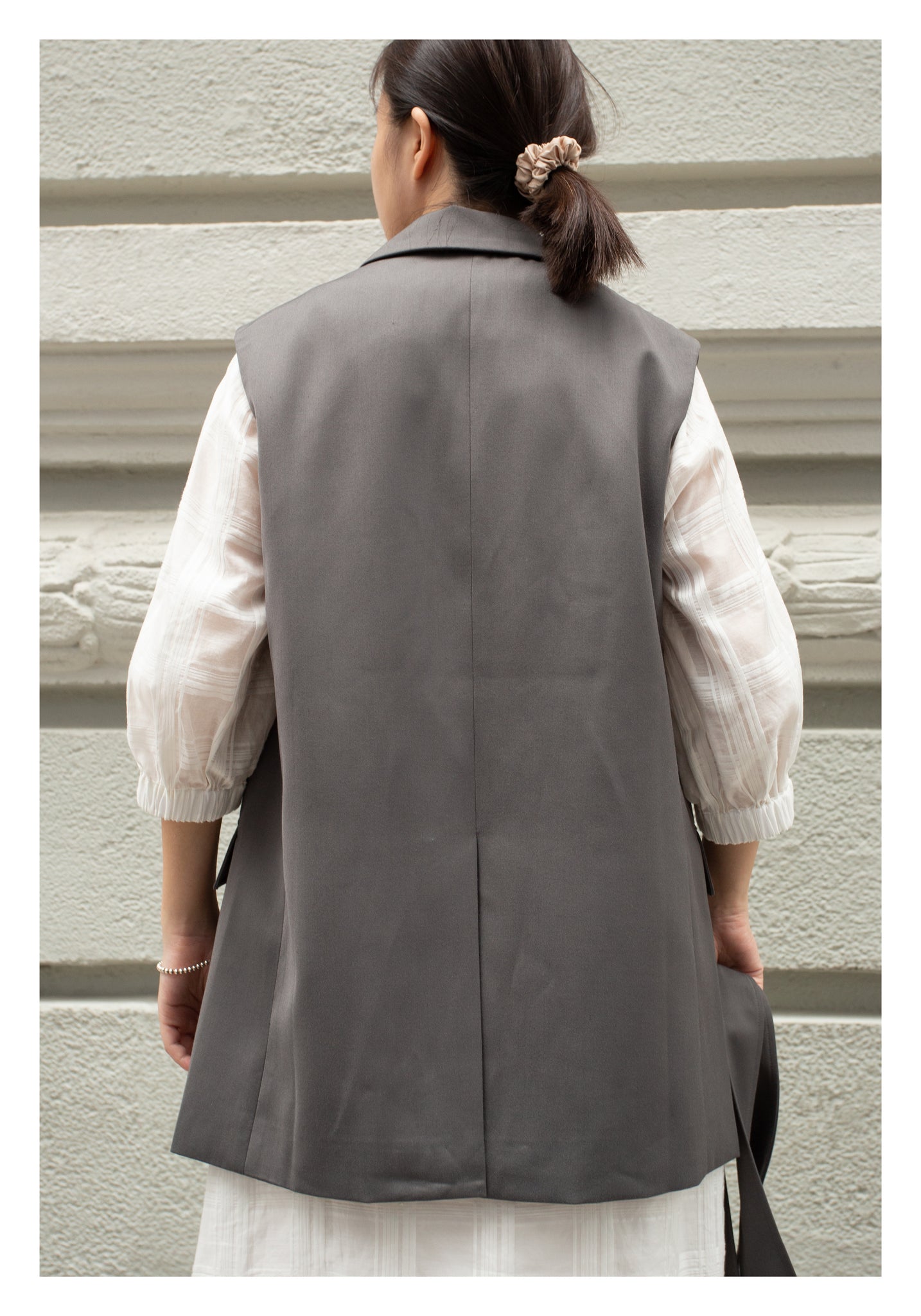Removable Belt Tailor Vest Jacket Grey - whoami