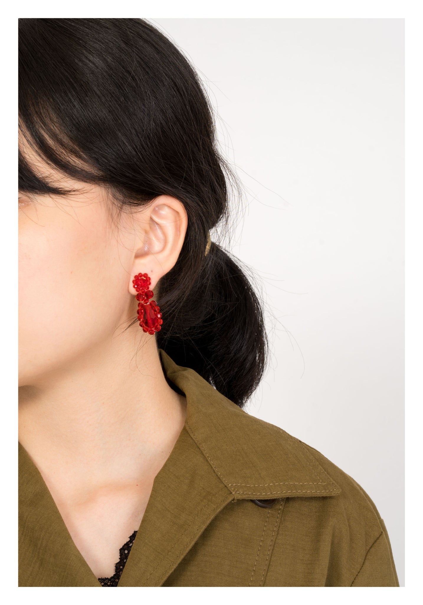 Playful Sparkle Gem Earrings Red - whoami