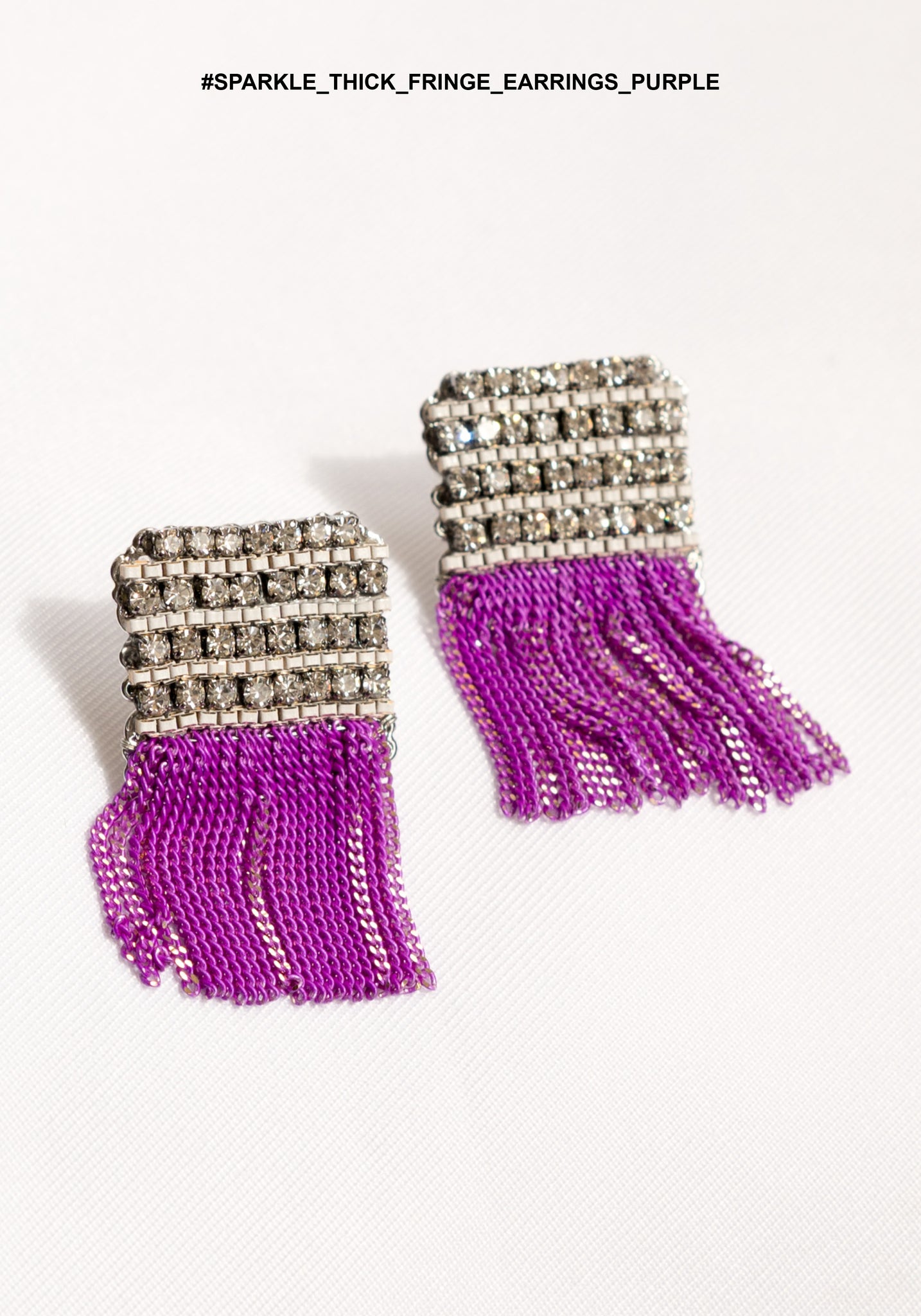 Sparkle Thick Fringe Earrings Purple - whoami