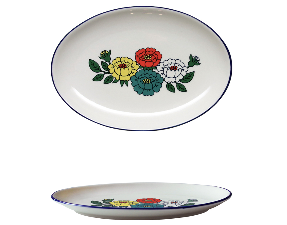 Oval Plate Voyage Retro Flower - whoami