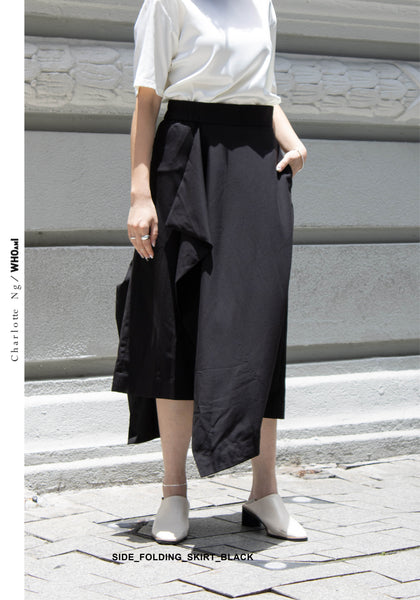 Side Folding Skirt Black - whoami