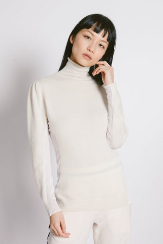 Side Turtleneck Sweater Ivory - whoami