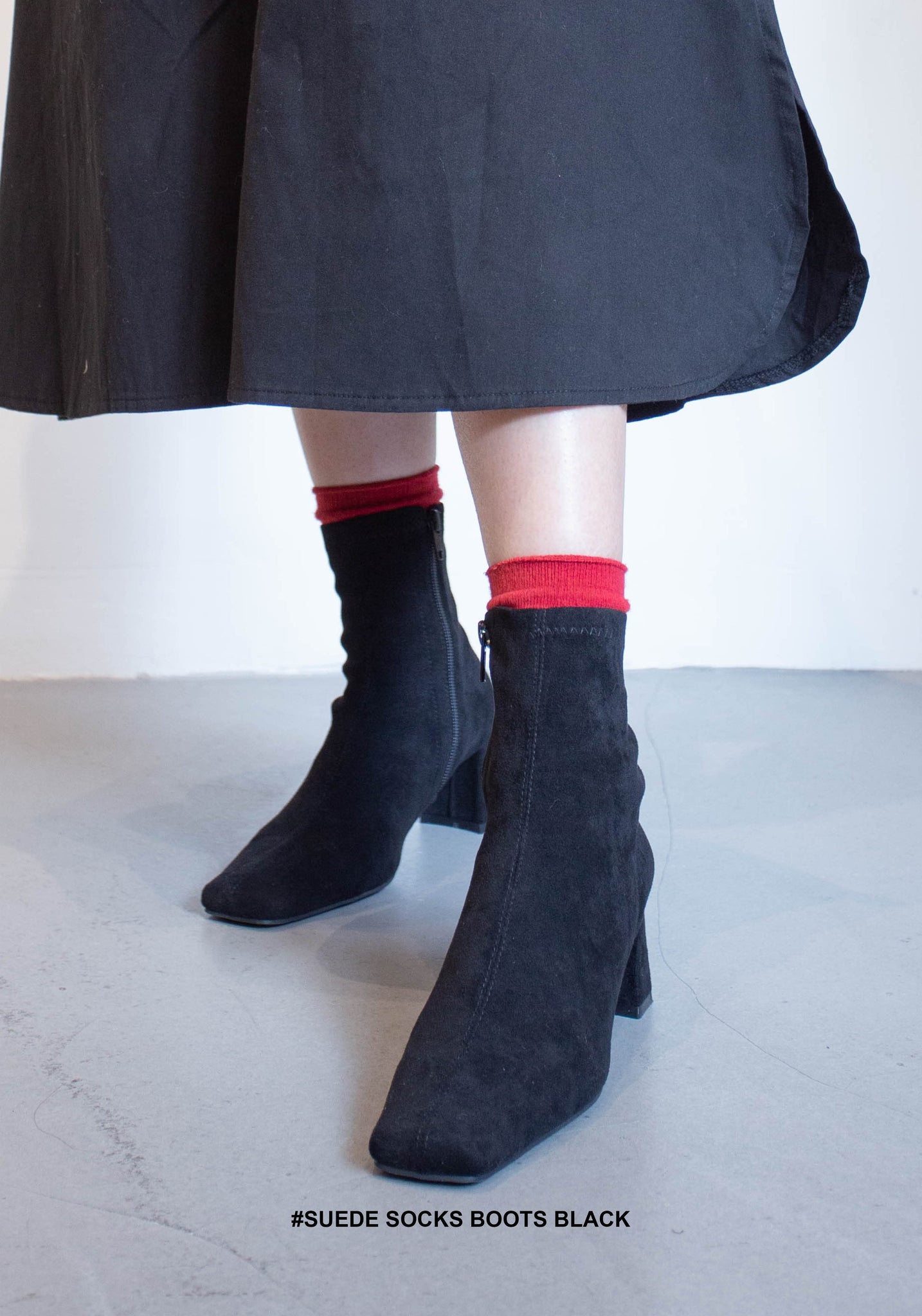 Suede Socks Boots Black - whoami