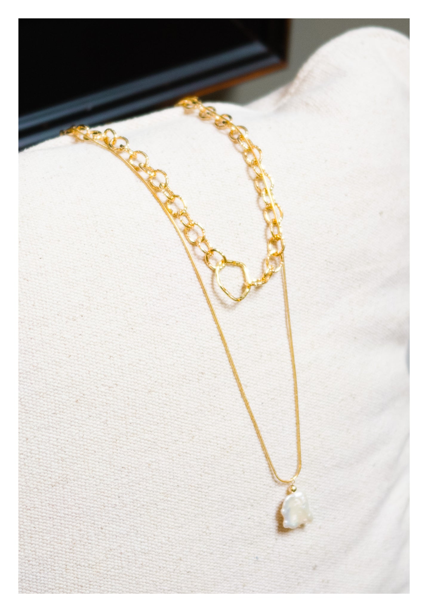 Texture Chain Baroque Pearl 2 Set Necklace - whoami