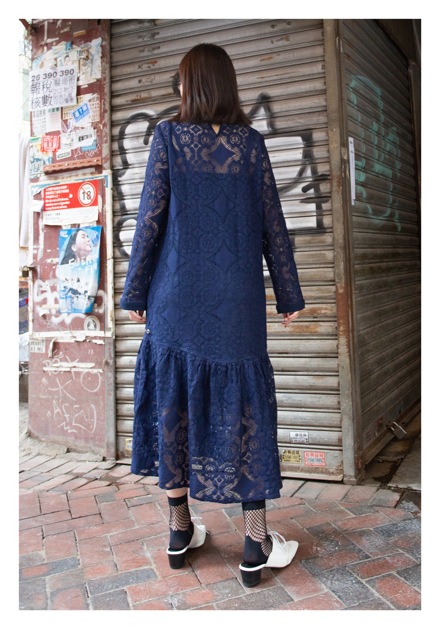 The Moment Lace Dress Navy - whoami