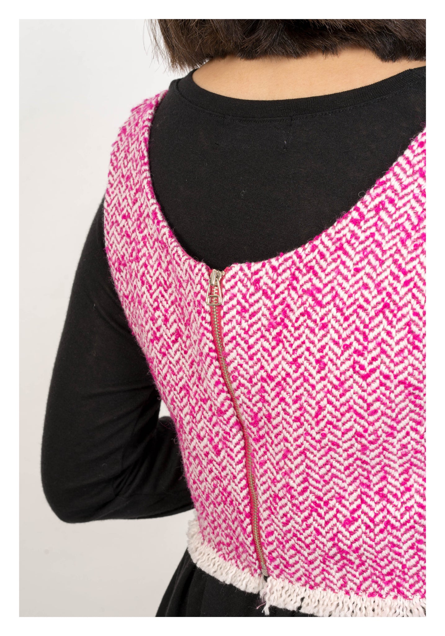 Tweed Cropped Vest Pink - whoami