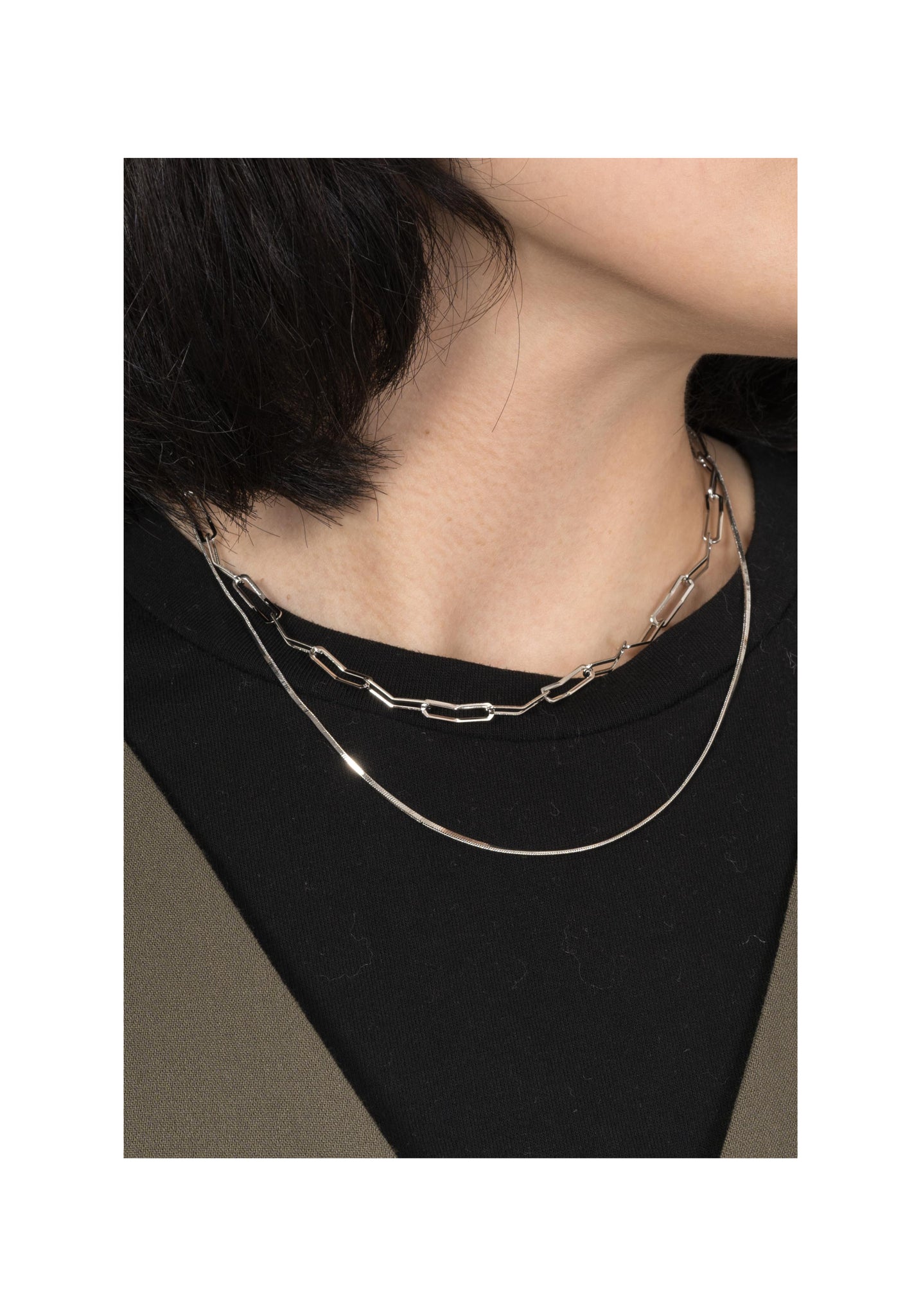 Mixed Curved Chain Necklace Silver - whoami