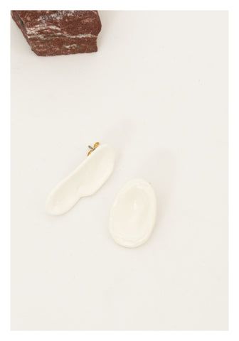 White Clay Earrings White - whoami