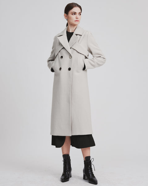 Snapped Wool Double Breasted Coat - whoami