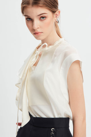 Asymmetric Silk Vest White